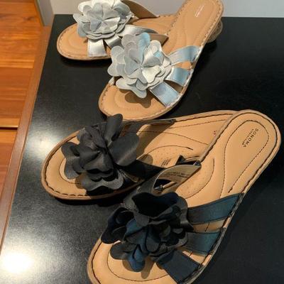  IB 73  BLACK & SILVER PAIRS OF FLOWER SANDALS KOHL'S BRAND