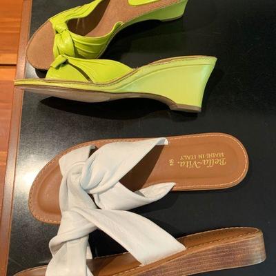 IB 75  TWO PAIRS OF SIZE 9 LEATHER DRESSY SANDALS