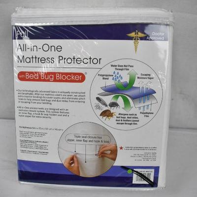 Full Size Original Bed Bug Blocker Zippered Mattress Cover Protector - New