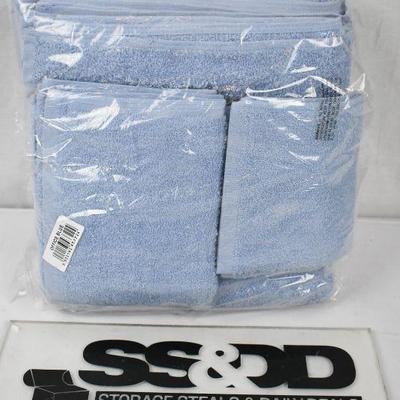 Mainstays Value Terry Cotton Bath Towel Set - 10 Piece Set, Office Blue - New