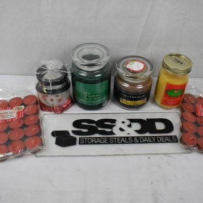 Holiday Candle Lot: 50 Tea Light Candles Cinnamon Spice, & 4 Jar Candles - New