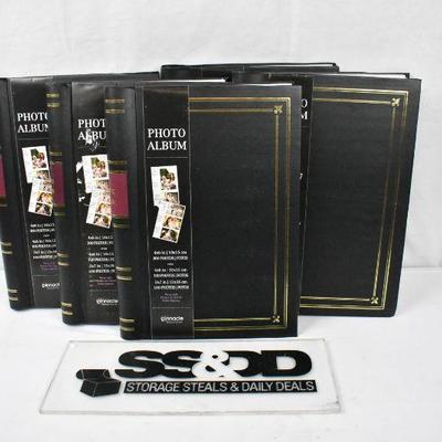 5 Photo Albums, Black. Each Holds 300 4x6 Photos - New