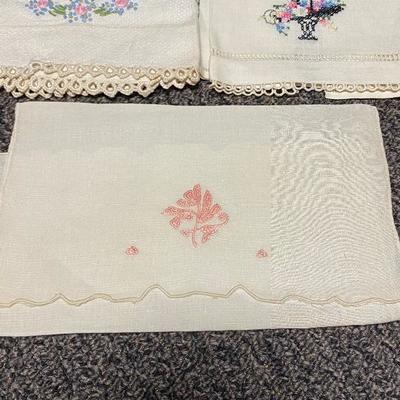 7 Vintage Handkerchiefs Tea Towel Linens