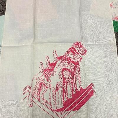 9 Vintage Pinks and Greens Linen Handkerchiefs Napkins 
