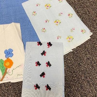 8 Shades of Blue Linen Napkin Handkerchiefs 