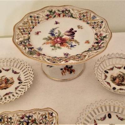 Lot #90  Lovely Selection of Pierced Work Porcelain Pieces - Compote, more
