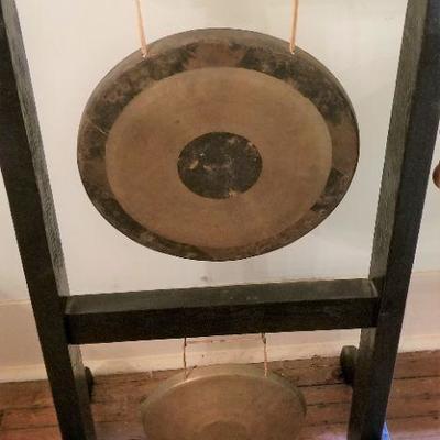 Lot #91 Standing double Dinner Gong with mallet
