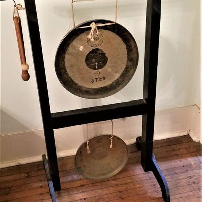 Lot #91 Standing double Dinner Gong with mallet