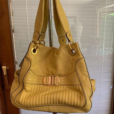 IB 86  VINTAGE BIG SQISHY YELLOW LEATHER SHOULDER BAG  B. MAKOWSKY