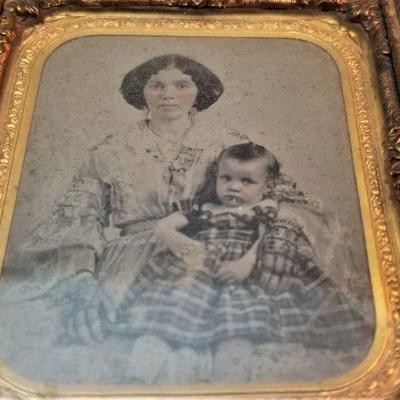 Lot #93  Lovely Ambrotype of a Southern belle with Little Girl  - pre-Civil War