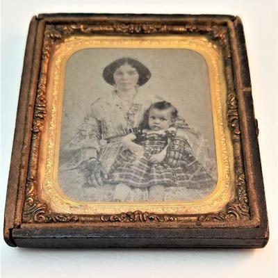 Lot #93  Lovely Ambrotype of a Southern belle with Little Girl  - pre-Civil War