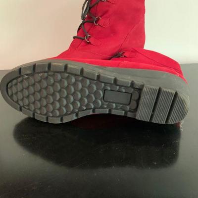 IB 97  RED LACE UP WEDGE BOOTIE SIZE 9