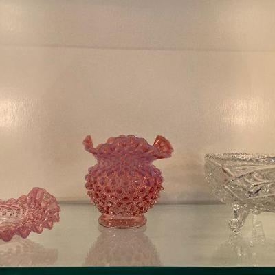 Lot # 505 3pc. Lot of Pink Hobnail Glassware 