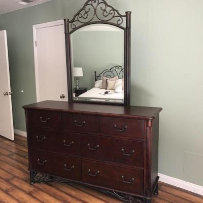 Dark Wood Dresser with Mirror