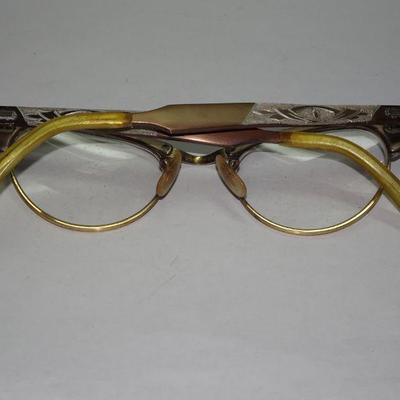 Vintage Cat Eye Glasses Gold Tone Prescription 