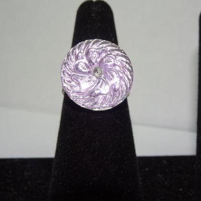 Swirl Glass Adjustable Ring 