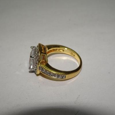 Gold Tone CZ Diamond Ring 