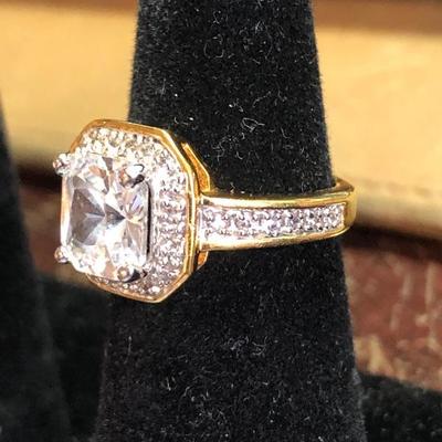 Gold Tone CZ Diamond Ring 