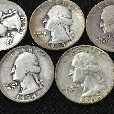 Lot of 8 Silver Washington Quarters 