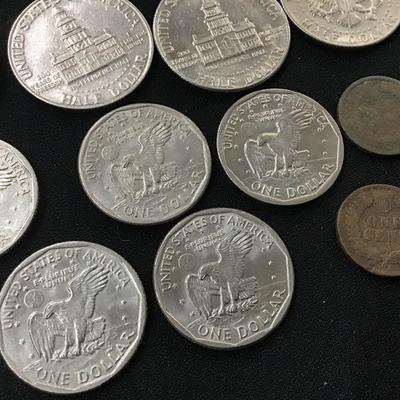 Lot of 15 Random US Coin Lot - Dollar $1, Half Dollar 50c, Indian Head 1c