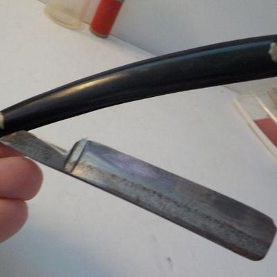 German Straight edge razor and vintage shaving brush.