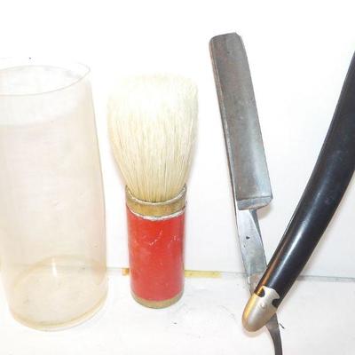 German Straight edge razor and vintage shaving brush.