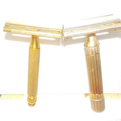 2- Gillette gold plate saftey razors