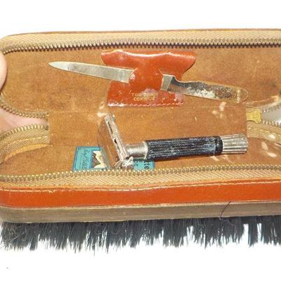 Vintage shoe and shave kit.