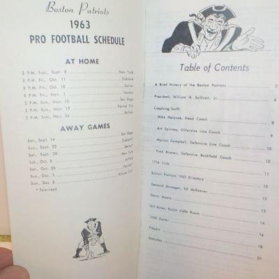 " Boston Patriots 1963 and Boston Yanks Press programs."