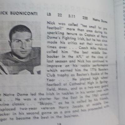 " Boston Patriots 1963 and Boston Yanks Press programs."