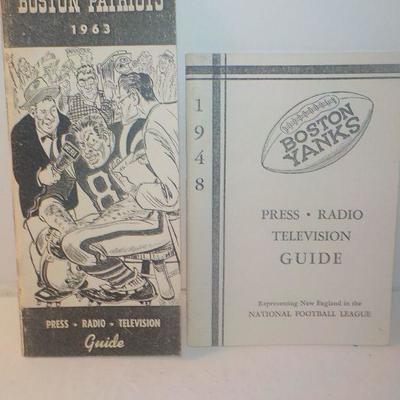 " Boston Patriots 1963 and Boston Yanks Press programs."