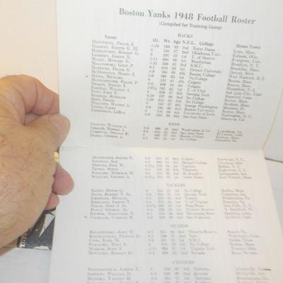 " Boston Patriots 1963 and Boston Yanks Press programs."