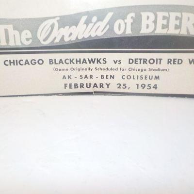 ' Official Program of Chicago Blackhawks vs Detriot Red Wings 1954
