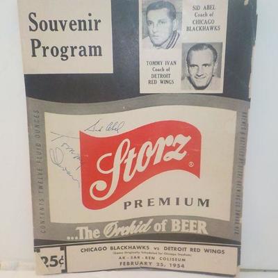 ' Official Program of Chicago Blackhawks vs Detriot Red Wings 1954" Signed...