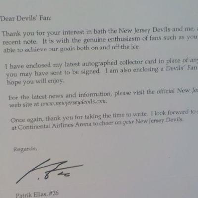 " Signed by New Jersey Devils Patrik Elias #26.