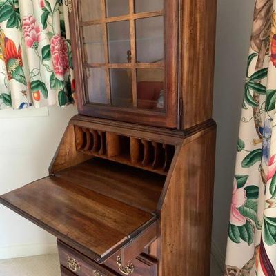 LOT 138   ANTIQUE STYLE DROP FRONT LIGHTED SECRETARY/BOOK CASE