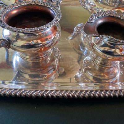 Lot # 547 Antique Silver on Copper Tea-set with Tray 