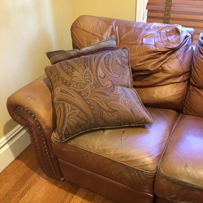 Fine Leather Sofa with Double Recliner