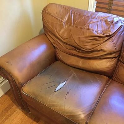 Fine Leather Sofa with Double Recliner