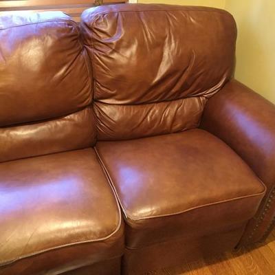 Fine Leather Sofa with Double Recliner