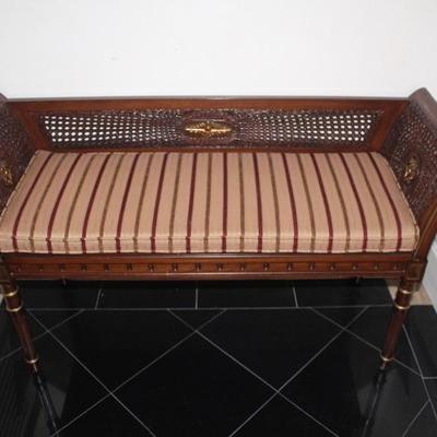 Caned Settee in Mahogany with Antique Gold