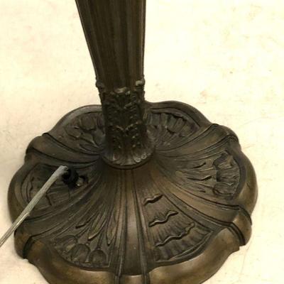 Vintage Miller Art Nouveau Cast Iron Tiffany Style Slag Glass Lamp