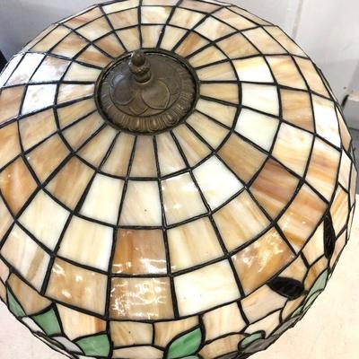Vintage Miller Art Nouveau Cast Iron Tiffany Style Slag Glass Lamp