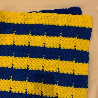 lot of 2,  GO BLUE Michagan Blue & Yellow homemade afghans 