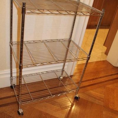 Industrial Chrome Modern Wire Rack Shelves with Casters