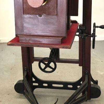 1874 Ansco Co Antique Folding Studio Camera on Original Rolling Base