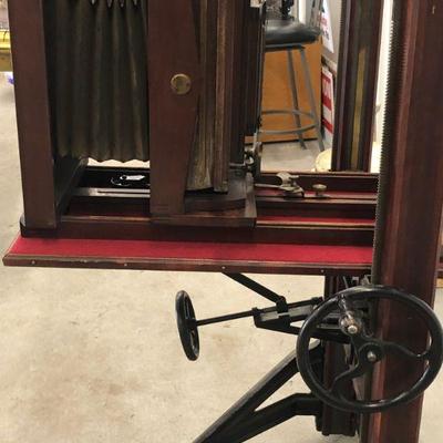 1874 Ansco Co Antique Folding Studio Camera on Original Rolling Base