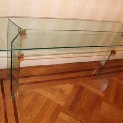 Vintage Modern Heavy Glass Sofa Table