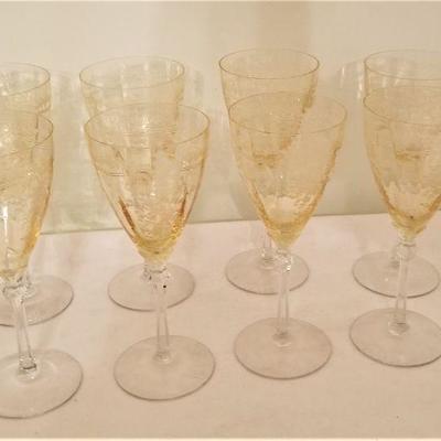 Lot #123  Lot of 8 Fostoria Yellow Goblets in the 