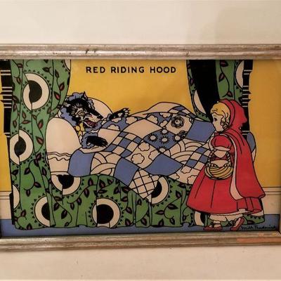 Lot #124  1930's Reliance Little Red Riding Hood - reverse painted on glass